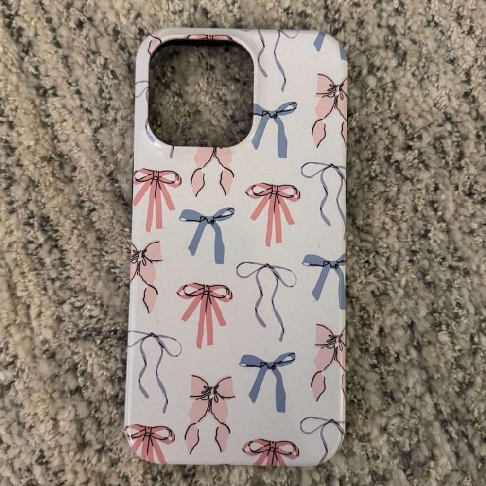 Elegant Bow Pattern Phone Case - Pink and Blue